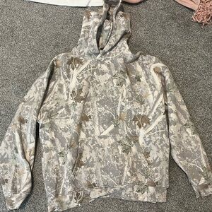 abercrombie mens white camo essential popover hoodie (oversized)
